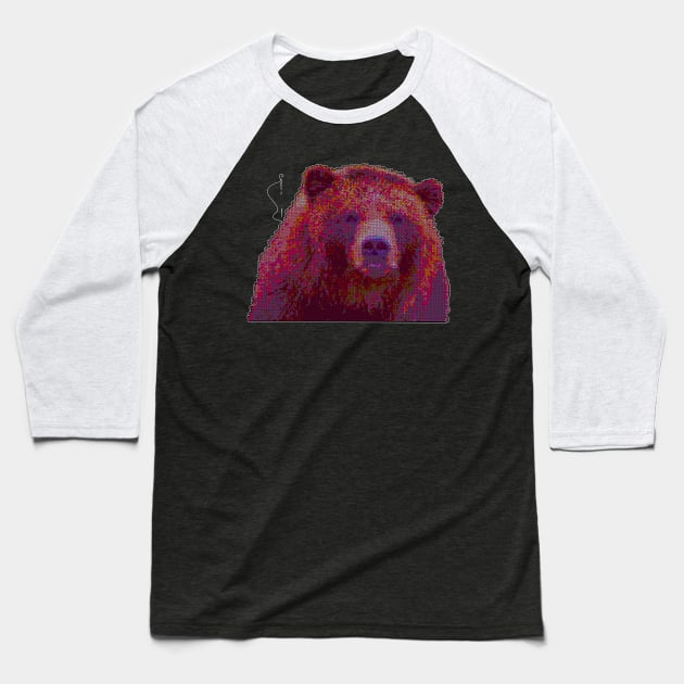 Cross Stitch Bear Baseball T-Shirt by The Craft ACE